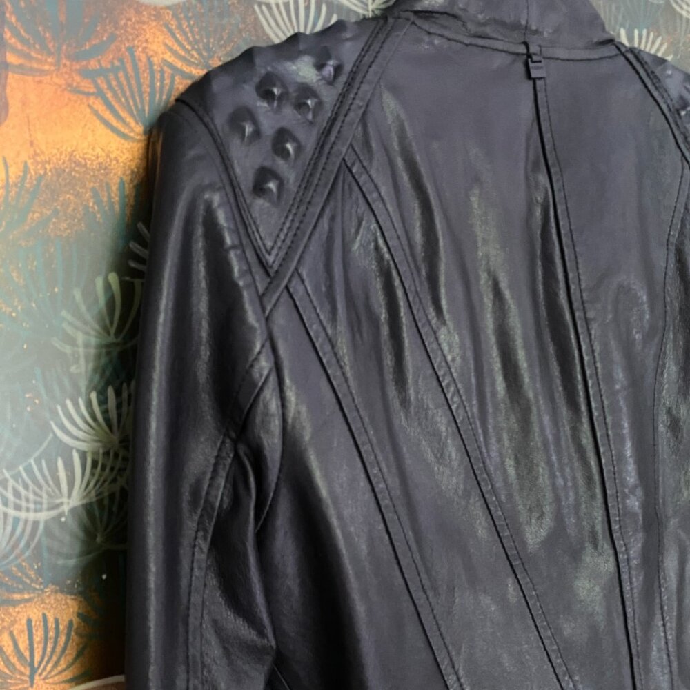 RARE Rudsak French Designer " Studded " Butter Soft Black Leather Jacket XS w/ - Picture 6 of 9